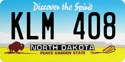 ND license plate KLM408
