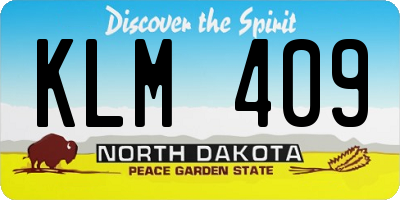 ND license plate KLM409