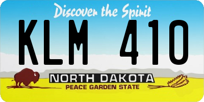 ND license plate KLM410