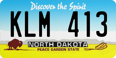 ND license plate KLM413