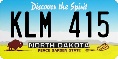 ND license plate KLM415