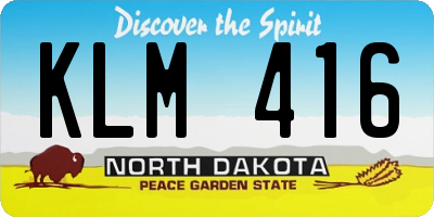 ND license plate KLM416