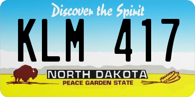 ND license plate KLM417