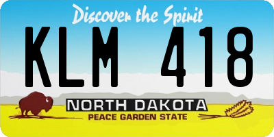 ND license plate KLM418