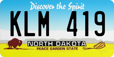 ND license plate KLM419