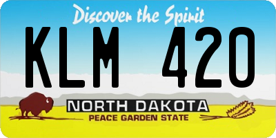 ND license plate KLM420
