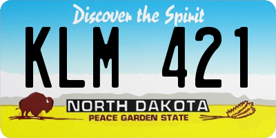 ND license plate KLM421