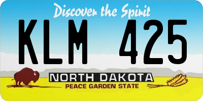 ND license plate KLM425