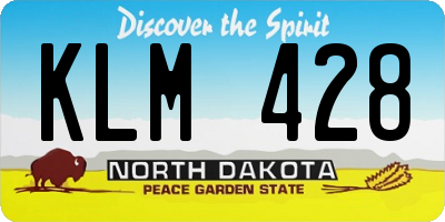 ND license plate KLM428