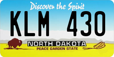 ND license plate KLM430