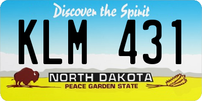 ND license plate KLM431