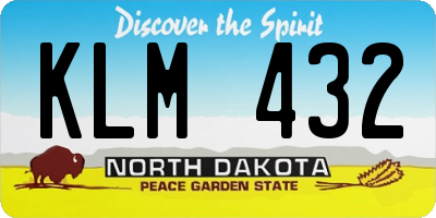 ND license plate KLM432