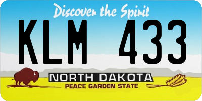 ND license plate KLM433
