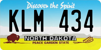ND license plate KLM434