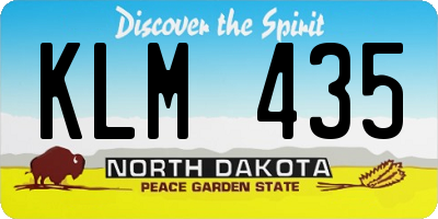 ND license plate KLM435
