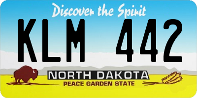 ND license plate KLM442