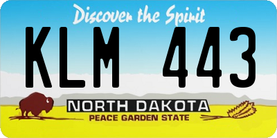 ND license plate KLM443