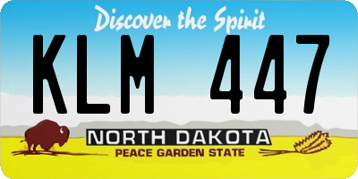 ND license plate KLM447