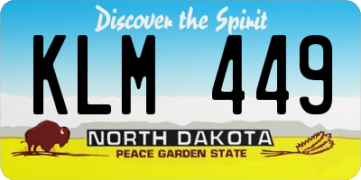 ND license plate KLM449