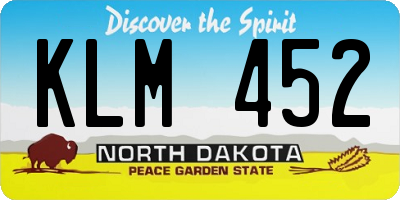 ND license plate KLM452