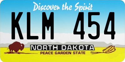 ND license plate KLM454