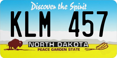 ND license plate KLM457