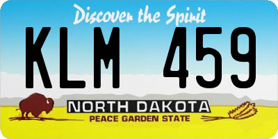 ND license plate KLM459