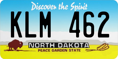 ND license plate KLM462