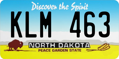 ND license plate KLM463
