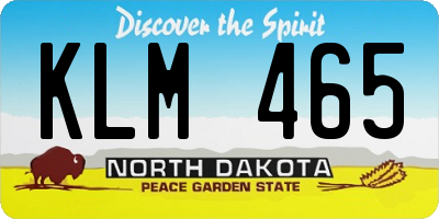 ND license plate KLM465