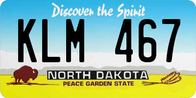 ND license plate KLM467