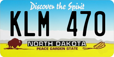 ND license plate KLM470