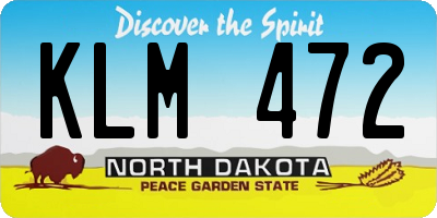 ND license plate KLM472
