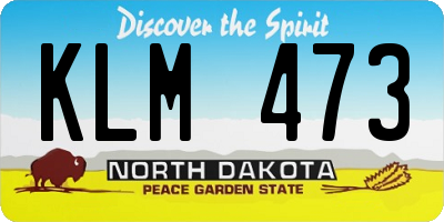 ND license plate KLM473