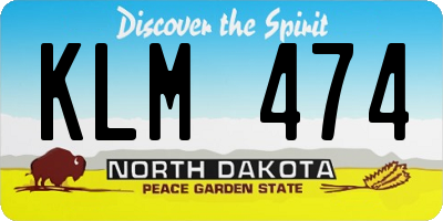 ND license plate KLM474