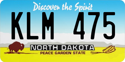 ND license plate KLM475