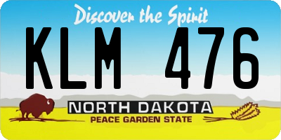 ND license plate KLM476