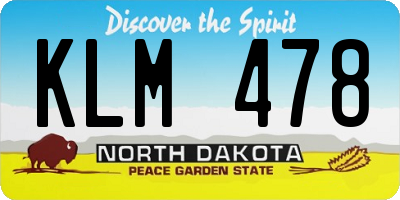 ND license plate KLM478