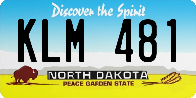 ND license plate KLM481
