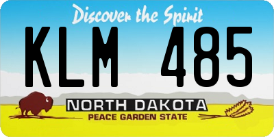 ND license plate KLM485