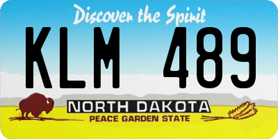 ND license plate KLM489