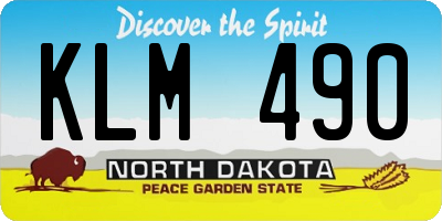 ND license plate KLM490