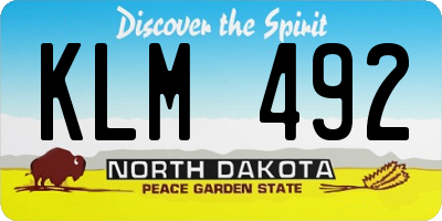 ND license plate KLM492