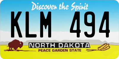 ND license plate KLM494