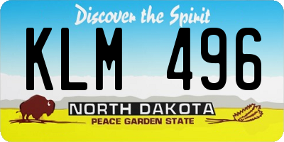 ND license plate KLM496