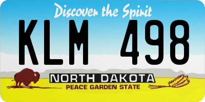 ND license plate KLM498