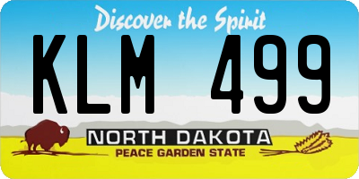 ND license plate KLM499