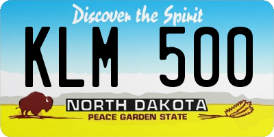ND license plate KLM500
