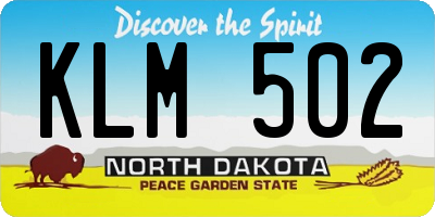 ND license plate KLM502
