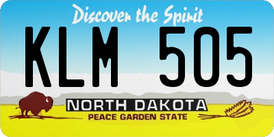 ND license plate KLM505